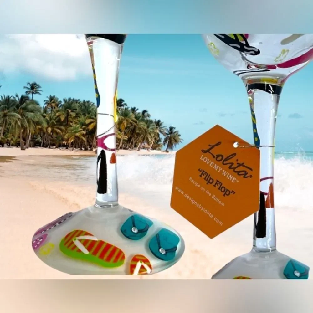 Lolita “Flip Flop” wine glass l Love My Wine l Hand-Painted Collectable